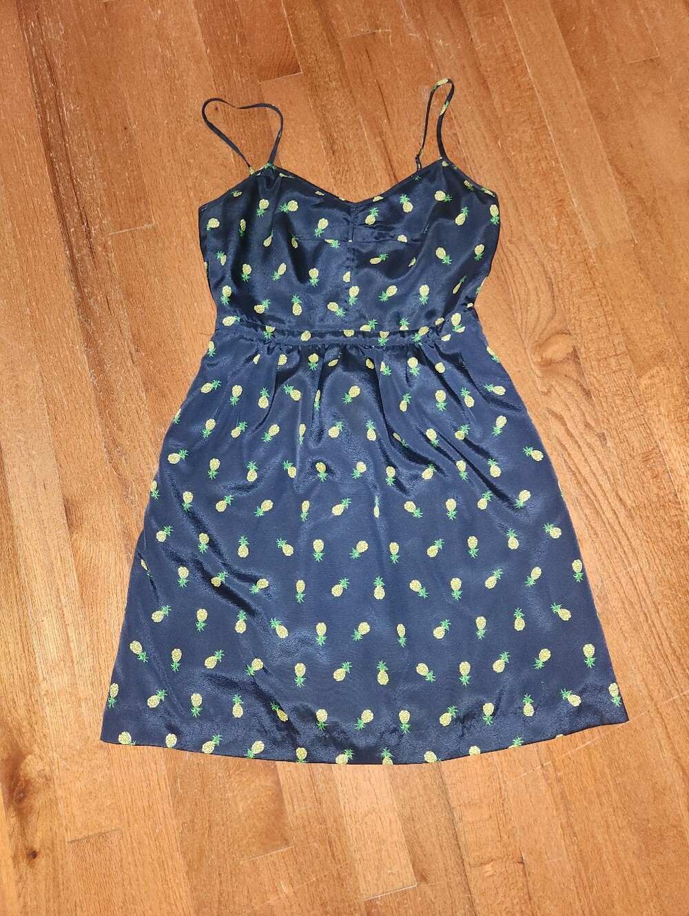 Navy Pineapple Print Spaghetti Strap Dress